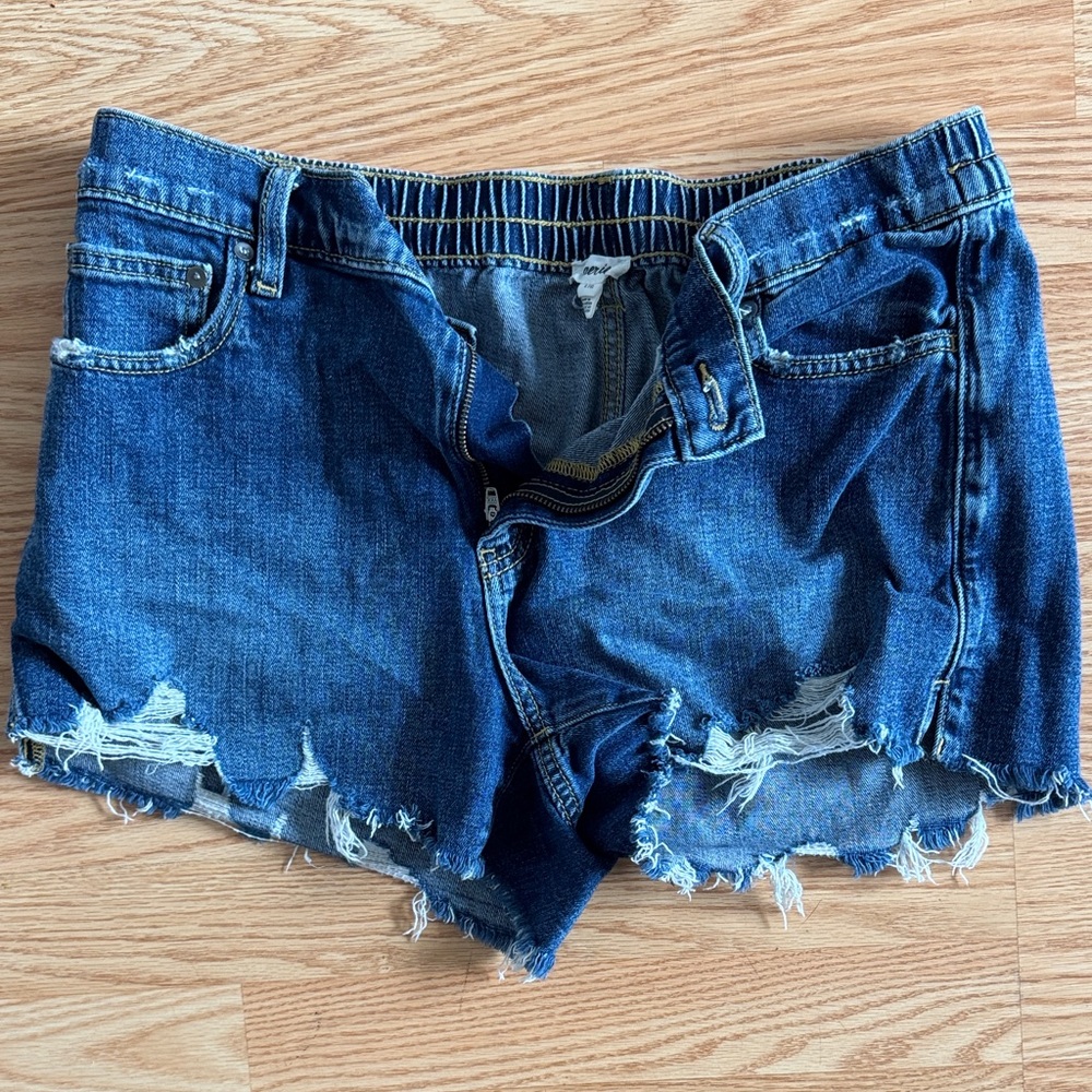 Aerie Frayed Hem Blue Jean Shorts